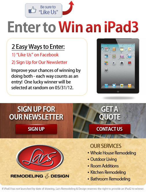 Lars Remodeling & Design iPad3 Giveaway
