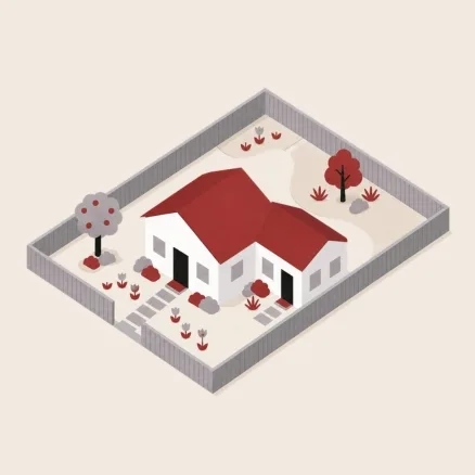 Illustration of an attached accessory dwelling unit connected to a primary home