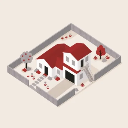 Illustration of a garage conversion accessory dwelling unit with living space above the garage