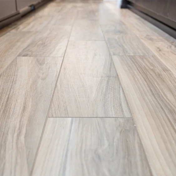 Wood-look porcelain tile flooring for a durable San Diego kitchen remodel