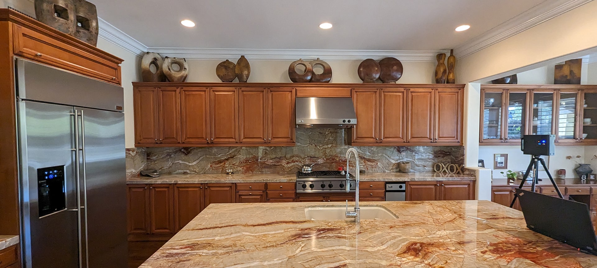 Existing San Diego kitchen being digitally surveyed for field measurements before remodeling