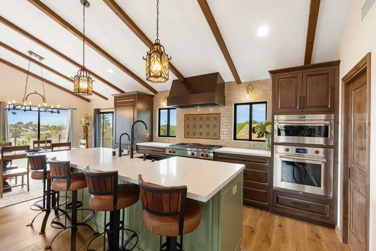 Modern kitchen with light brown cabinets
