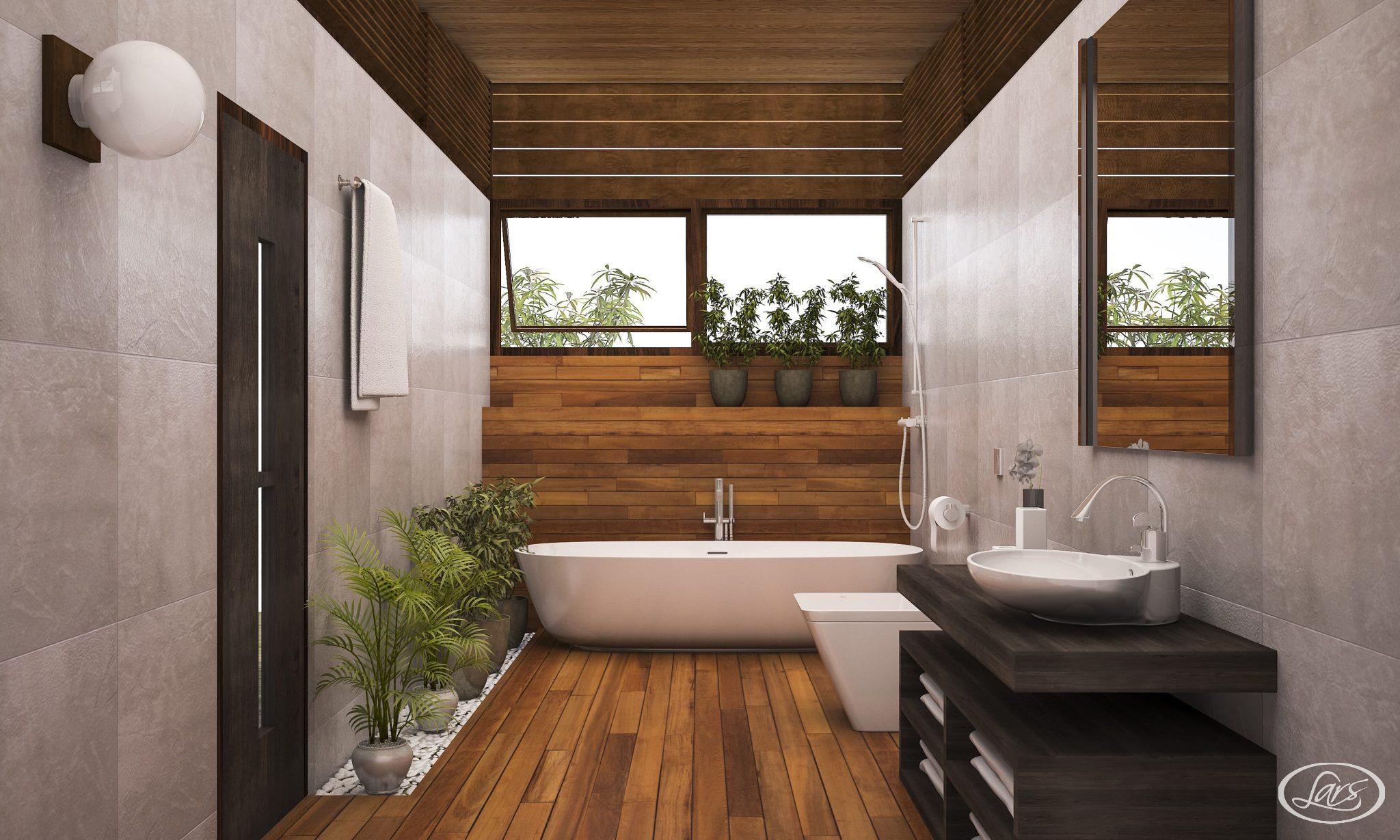 How do I incorporate wood elements into my bathroom