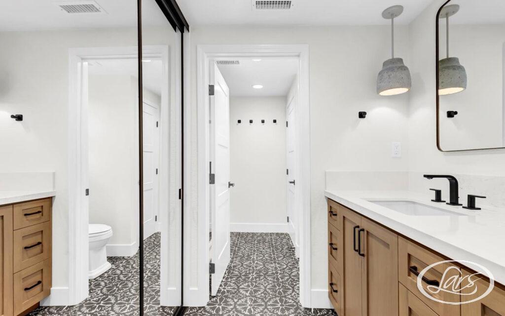 Modern bathroom in a newly built ADU.