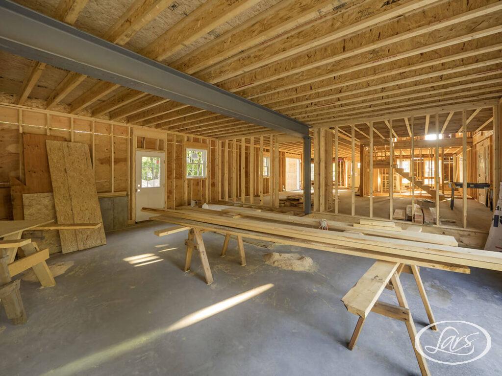 New construction addition being added to old home