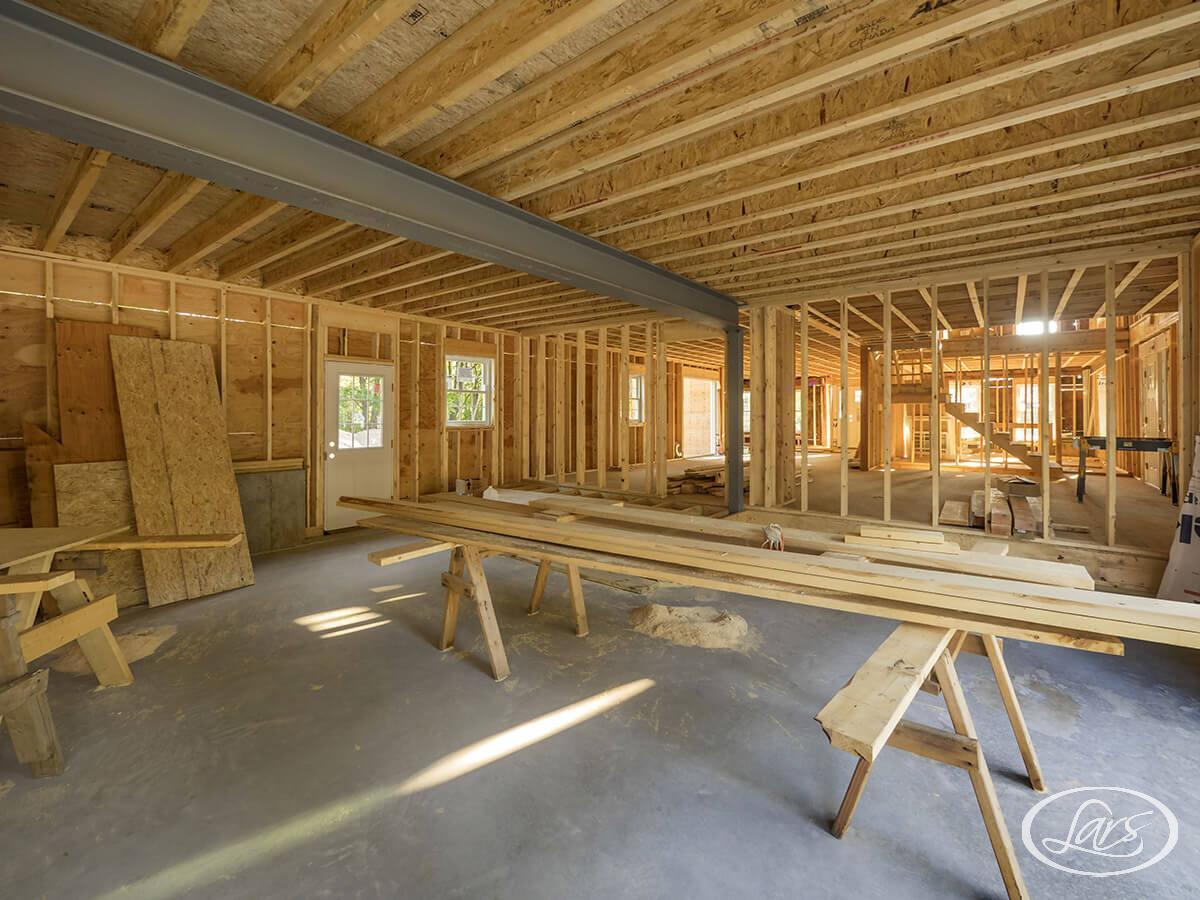 New construction addition being added to old home