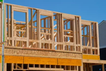 A second story being added to a home.