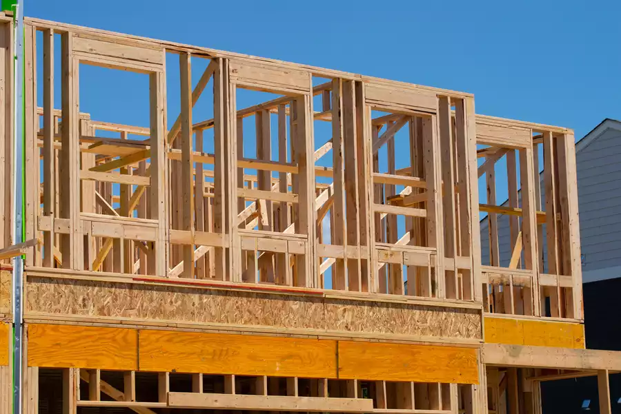 A second story being added to a home.