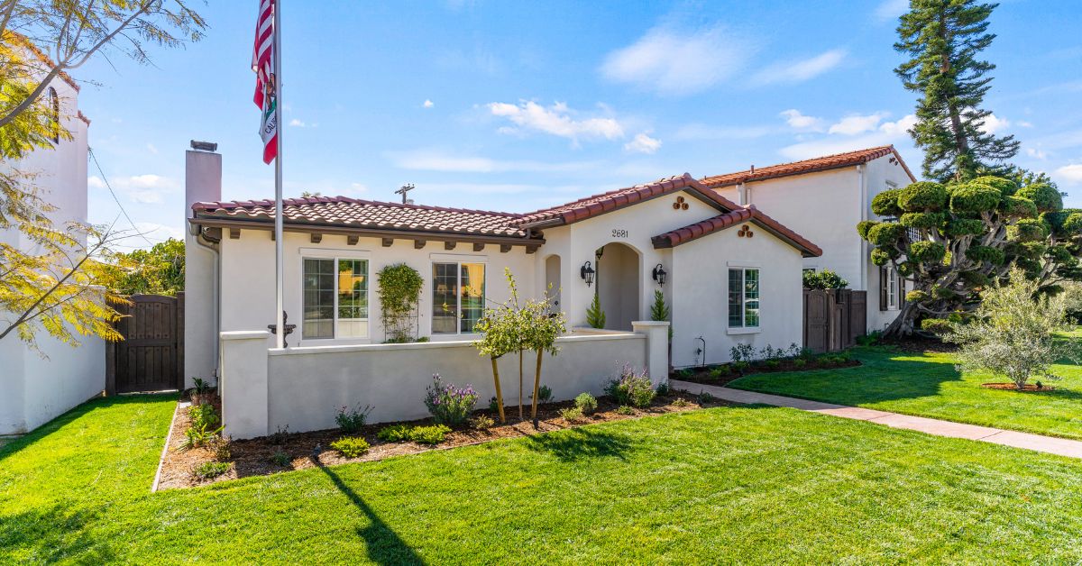 Remodeled Spanish-style home in San Diego with updated exterior, landscaping, and preserved architectural character