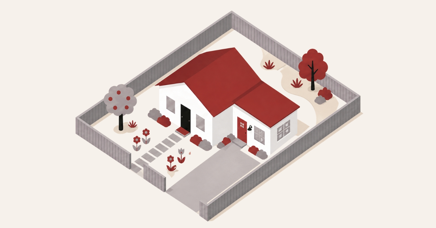 Illustration of a home with an attached garage suitable for an ADU conversion