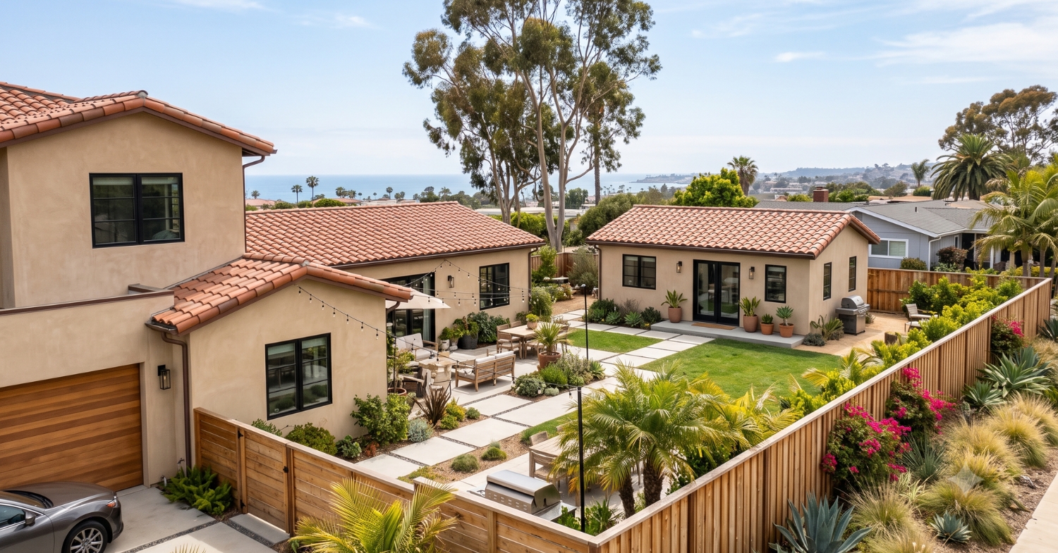 Large residential property with multiple accessory dwelling units on one lot
